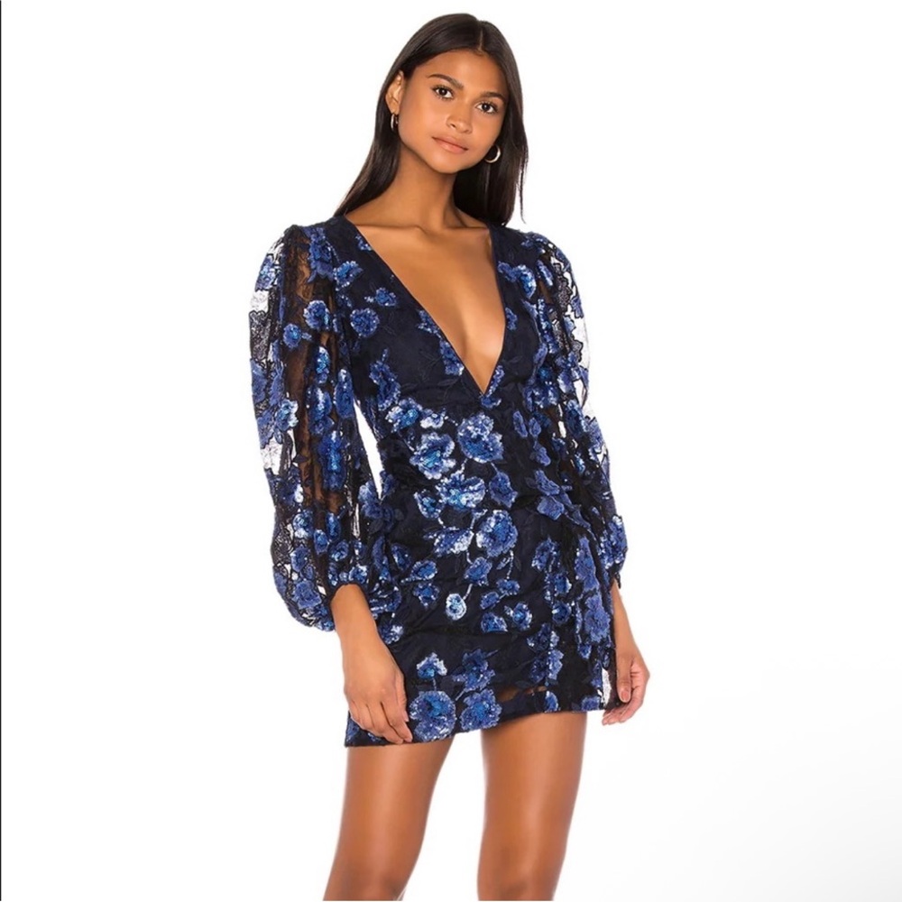 For Love and Lemons Victoria Embroidered Blue‎ Dress XS